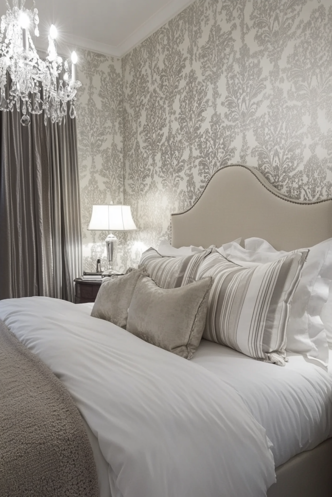 3. White and Silver Wallpaper for Instant Sophistication