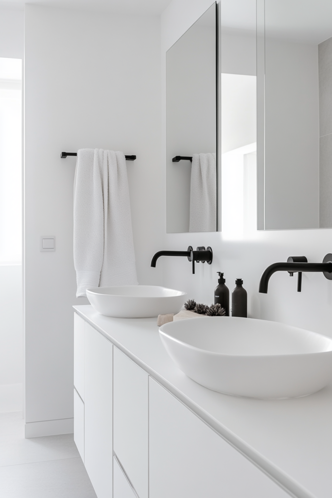 4. Matte Black Accents Against White Walls
