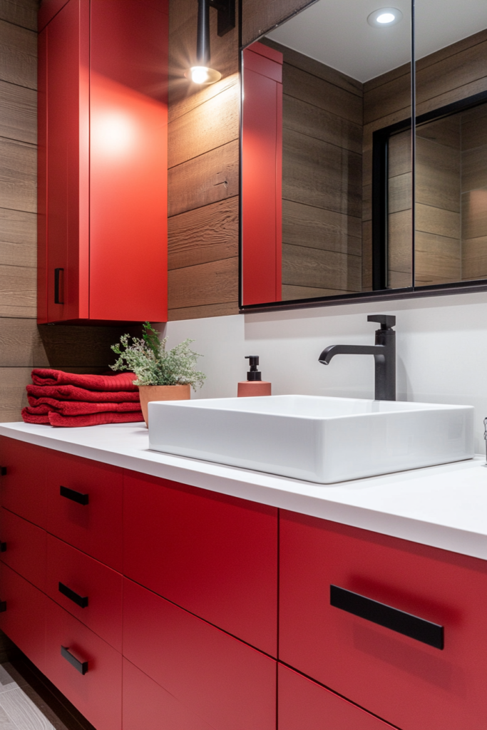 4. Red Cabinets for a Statement Look