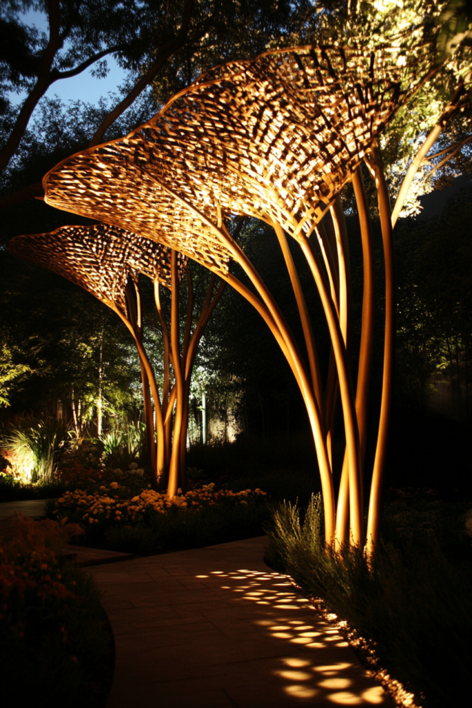 5. Upward-Facing Lights: Dramatic Garden Features