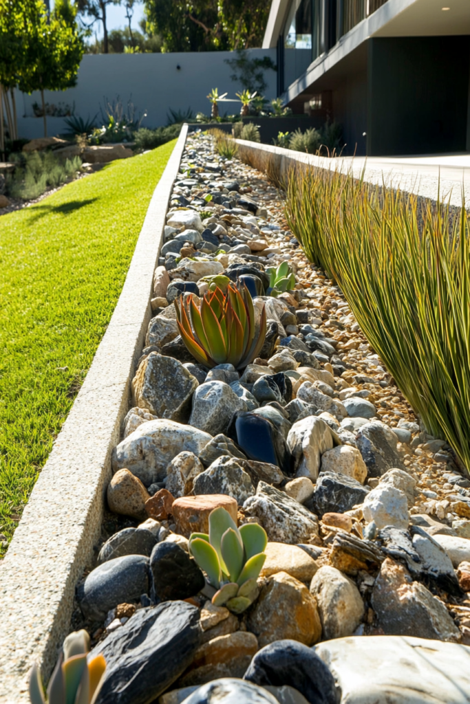 7. Gabion Wall Borders for a Bold Statement