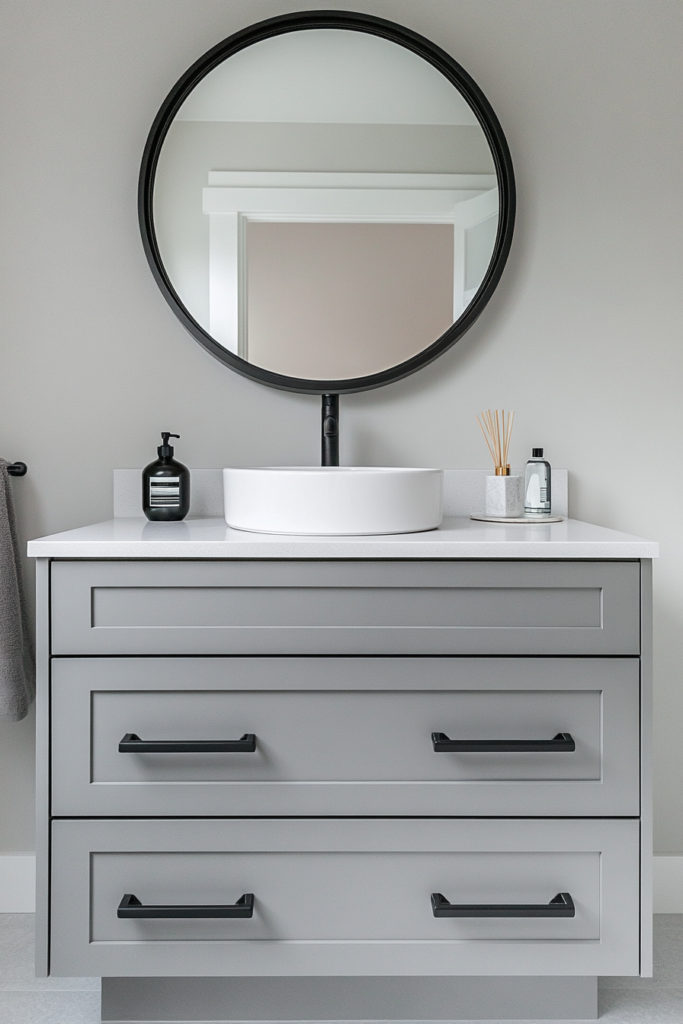 7. Grey Vanity with Black Hardware