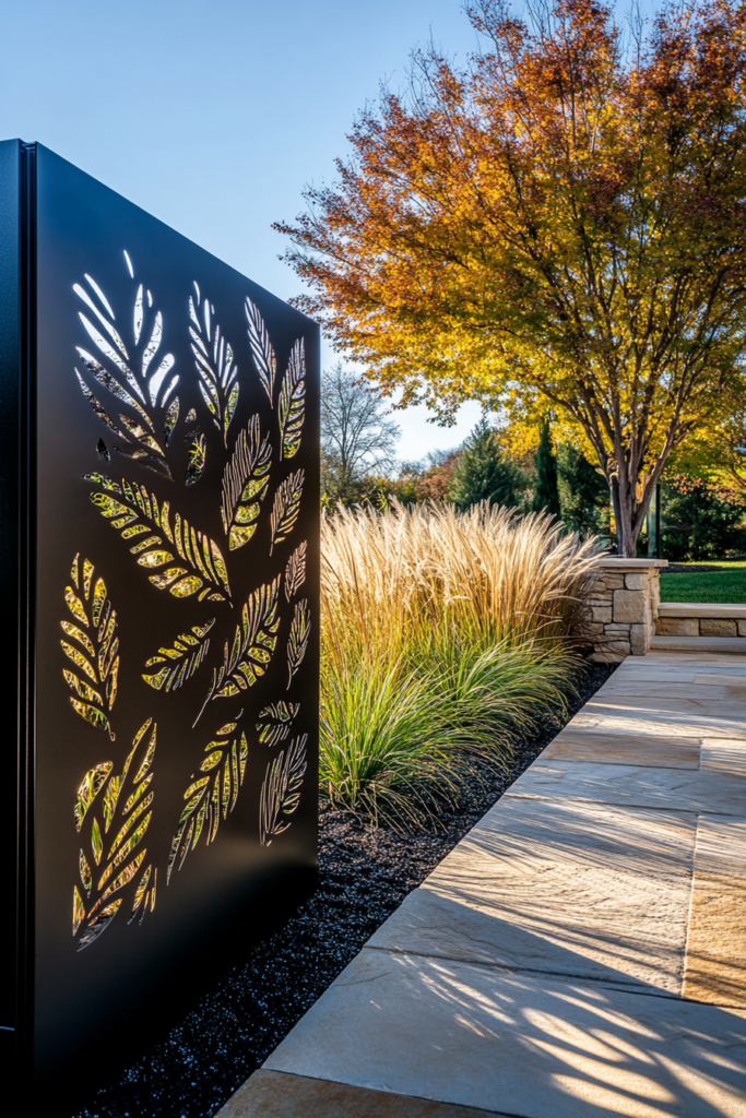 7. Metal Fence with Artistic Flair