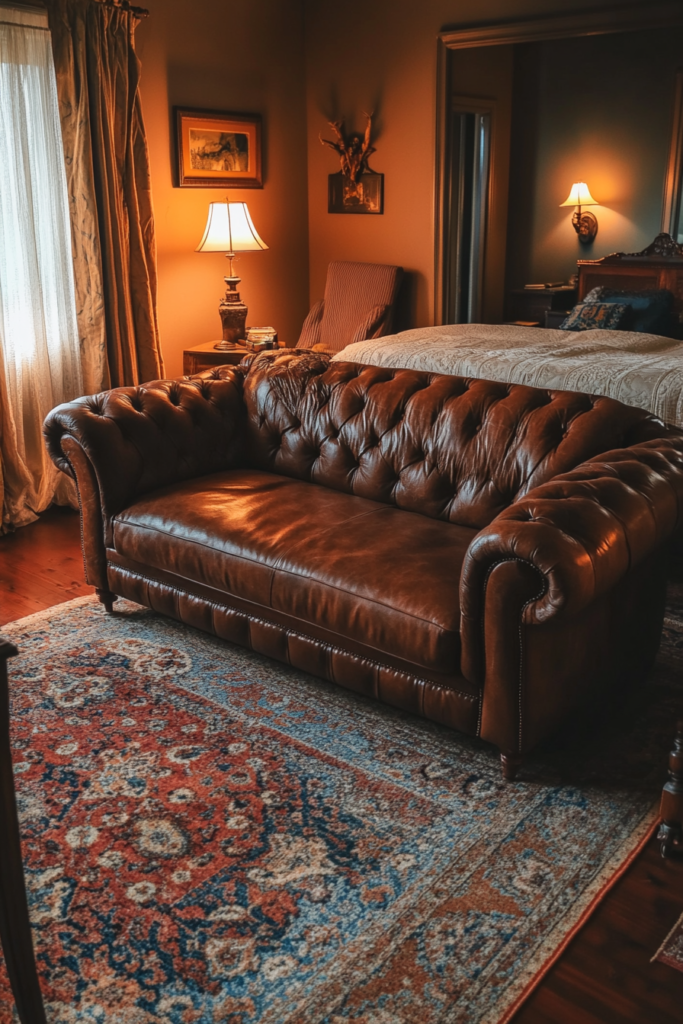 7. Vintage Tufted Couch for Old-School Charm