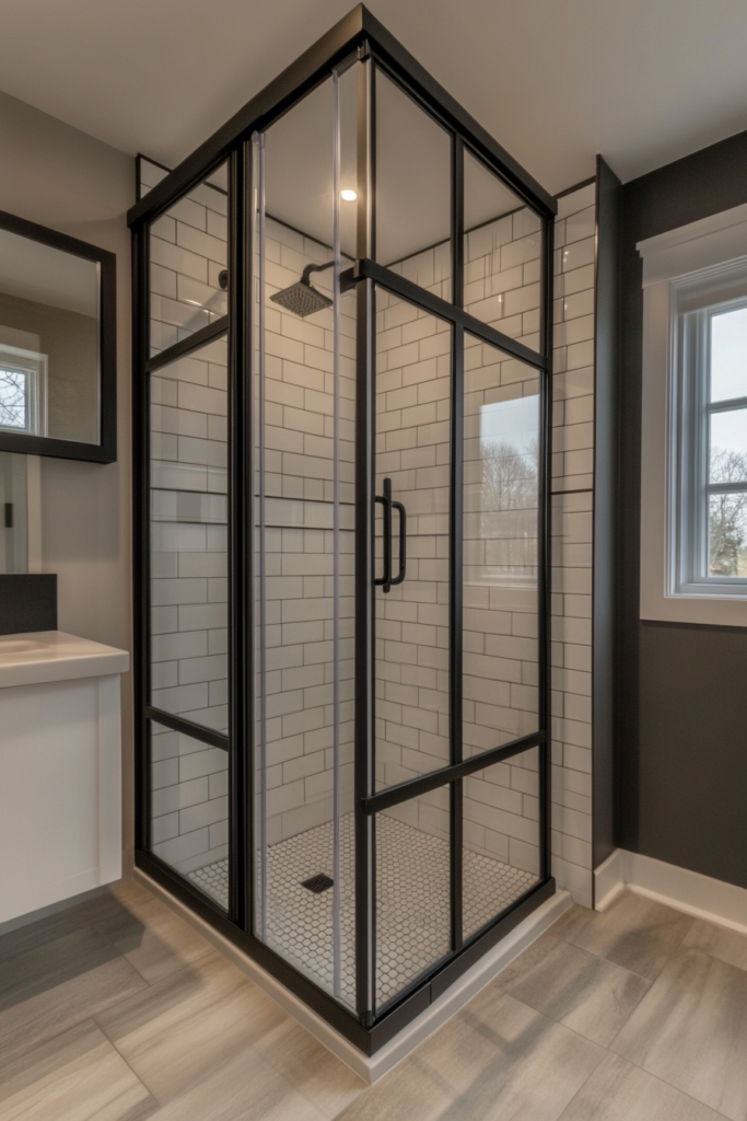 8. High-Contrast Shower Enclosure