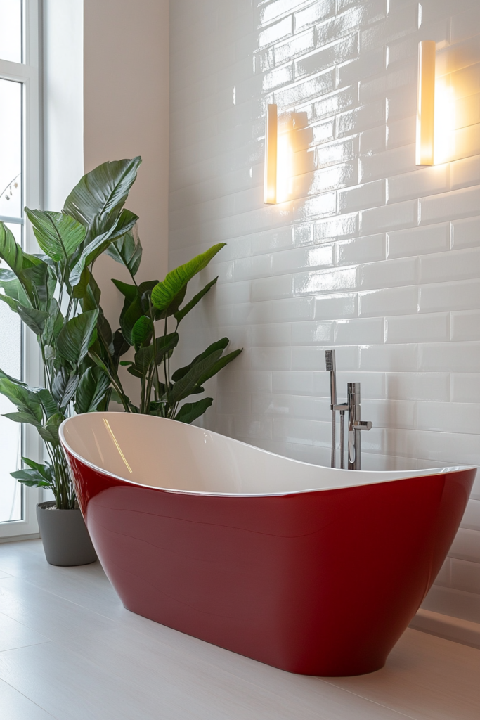 8. Red Bathtubs for a Dramatic Look