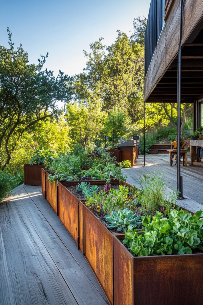9. Corrugated Metal and Wood Combo