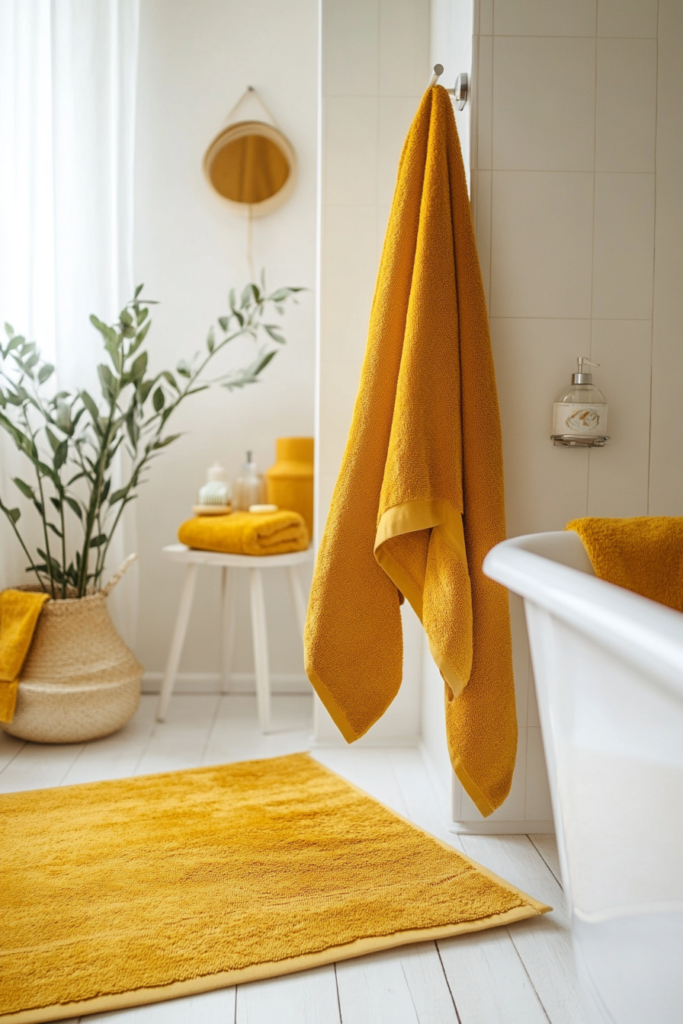 Mustard Yellow Towels and Rugs