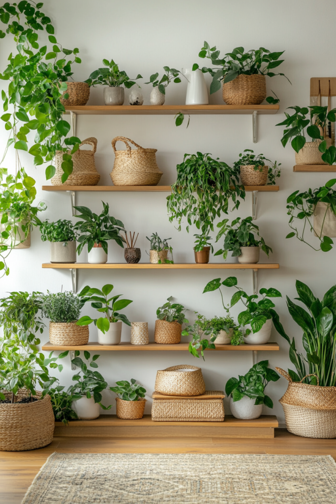 10. Add Plants to Open Shelving