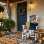 Beautiful porch decorated with plants, cozy seating, and inviting decor for a budget-friendly upgrad.