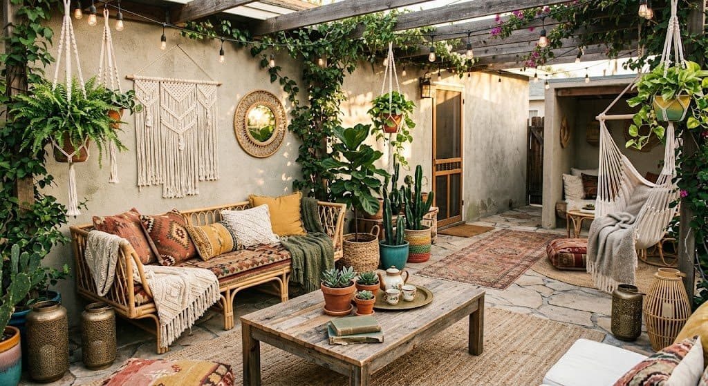 What defines a true boho patio style?