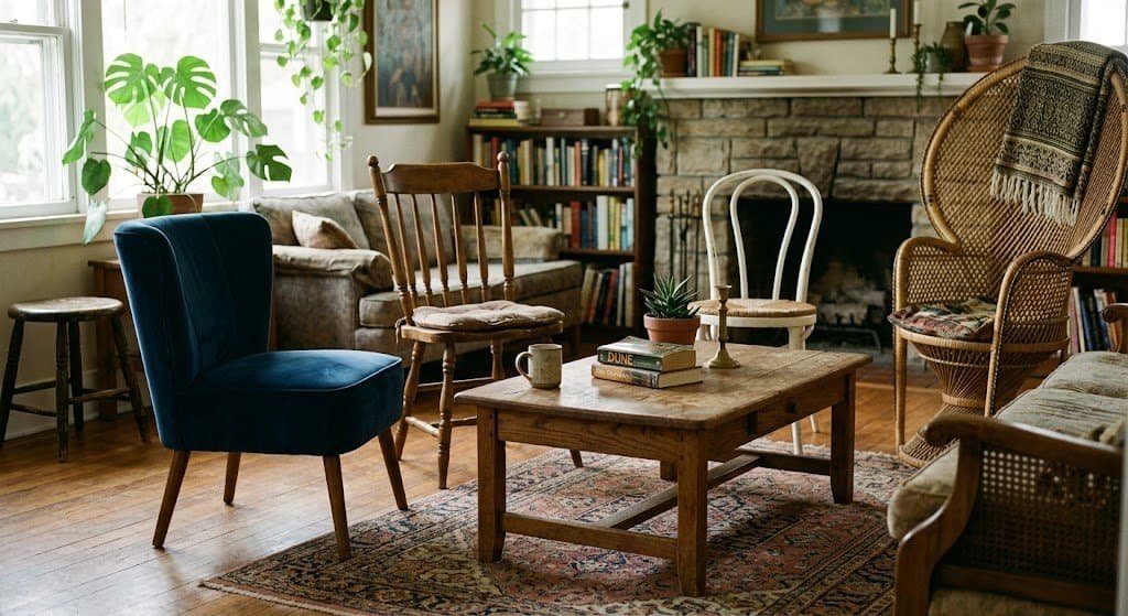 Style your seating with mixed chairs and a low table